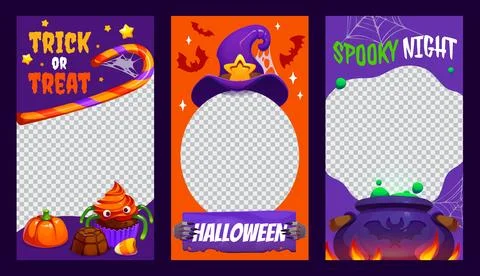 Halloween vector photo frames or media templates Stock Illustration
