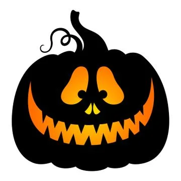 Halloween vector pumpkin. Jack lantern. Black silhouette in cartoon style. Stock Illustration