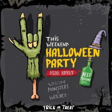 Halloween vector rock n roll zombie background 스톡 일러스트