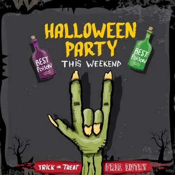 Halloween vector rock n roll zombie background Stockillustratie