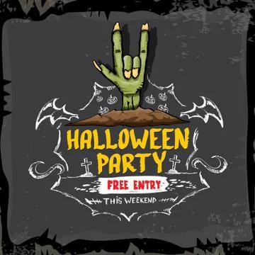 Halloween vector rock n roll zombie background 库存插图