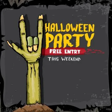 Halloween vector rock n roll zombie background 스톡 일러스트