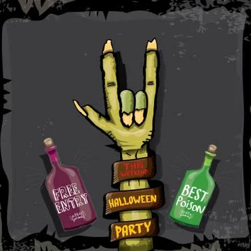Halloween vector rock n roll zombie background 스톡 일러스트