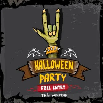 Halloween vector rock n roll zombie background Stock Illustration