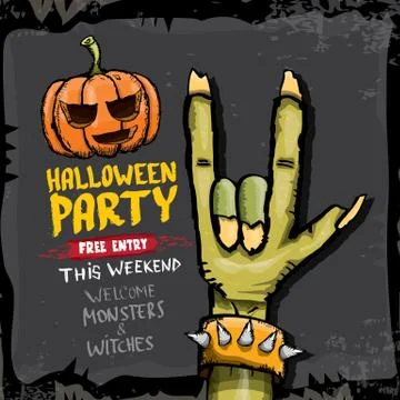 Halloween vector rock n roll zombie background 库存插图