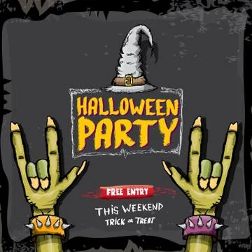 Halloween vector rock n roll zombie background 스톡 일러스트