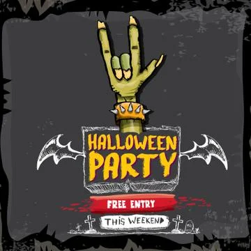 Halloween vector rock n roll zombie background 스톡 일러스트