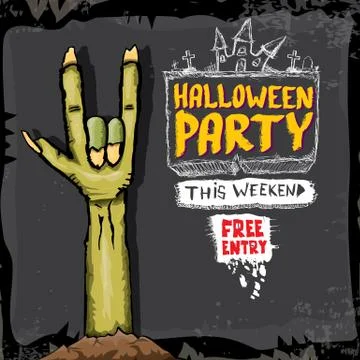 Halloween vector rock n roll zombie background Stock Illustration