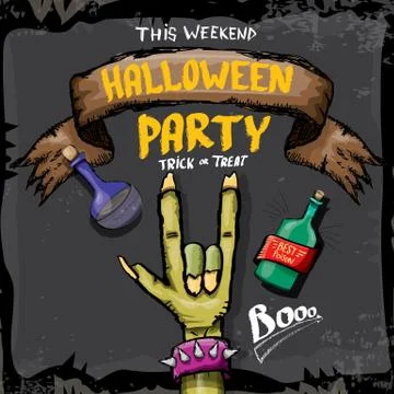 Halloween vector rock n roll zombie background Stock Illustration