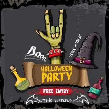 Halloween vector rock n roll zombie background Stock Illustration