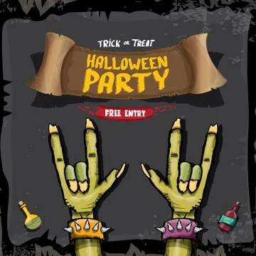 Halloween vector rock n roll zombie background Stock Illustration