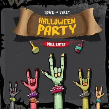 Halloween vector rock n roll zombie background Stockillustratie
