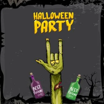 Halloween vector rock n roll zombie background 스톡 일러스트