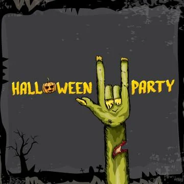 Halloween vector rock n roll zombie background Stock Illustration