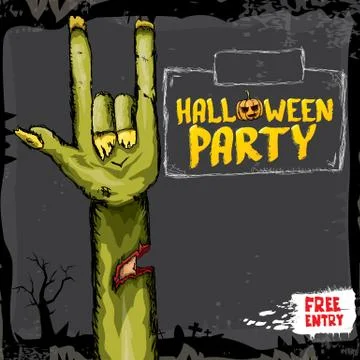 Halloween vector rock n roll zombie background 스톡 일러스트