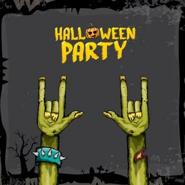 Halloween vector rock n roll zombie background Stock Illustration