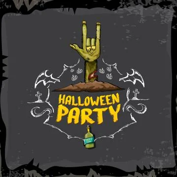 Halloween vector rock n roll zombie background Stock Illustration