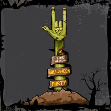 Halloween vector rock n roll zombie background 스톡 일러스트