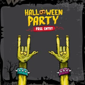 Halloween vector rock n roll zombie background 스톡 일러스트