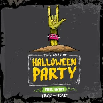 Halloween vector rock n roll zombie background イラスト素材