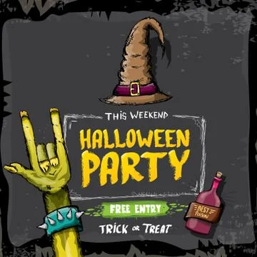 Halloween vector rock n roll zombie background 스톡 일러스트