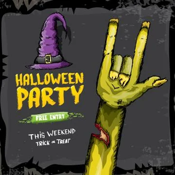 Halloween vector rock n roll zombie background イラスト素材