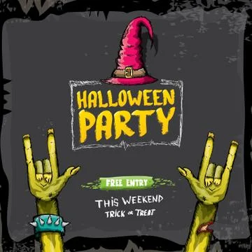 Halloween vector rock n roll zombie background Stock Illustration