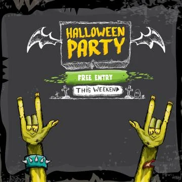 Halloween vector rock n roll zombie background 库存插图