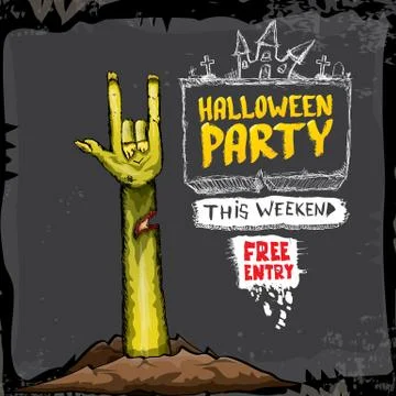 Halloween vector rock n roll zombie background 스톡 일러스트