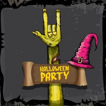 Halloween vector rock n roll zombie background Stock Illustration