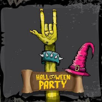 Halloween vector rock n roll zombie background Stock Illustration