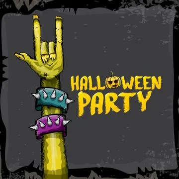 Halloween vector rock n roll zombie background 스톡 일러스트
