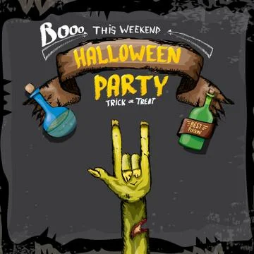 Halloween vector rock n roll zombie background イラスト素材