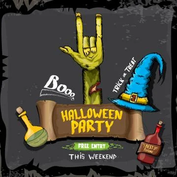 Halloween vector rock n roll zombie background Stock Illustration