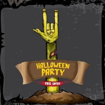 Halloween vector rock n roll zombie background 스톡 일러스트