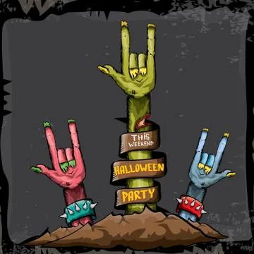 Halloween vector rock n roll zombie background Stock Illustration