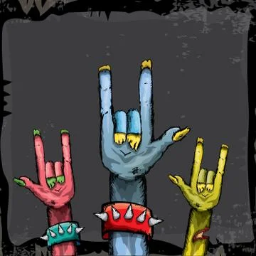 Halloween vector rock n roll zombie background 스톡 일러스트
