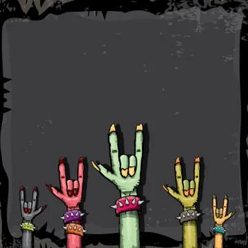 Halloween vector rock n roll zombie background Stock Illustration