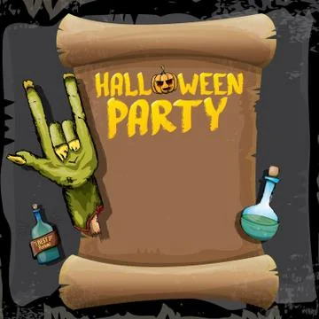 Halloween vector rock n roll zombie background Stock Illustration