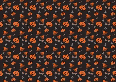 Halloween vector seamless pattern on dark background ep23 Stock Illustration