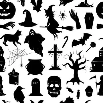 Halloween vector seamless pattern. Stock Illustration