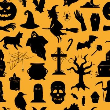 Halloween vector seamless pattern. Stock Illustration
