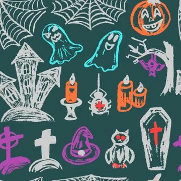 Halloween. Vector Seamless pattern 스톡 일러스트
