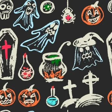 Halloween. Vector Seamless pattern 스톡 일러스트