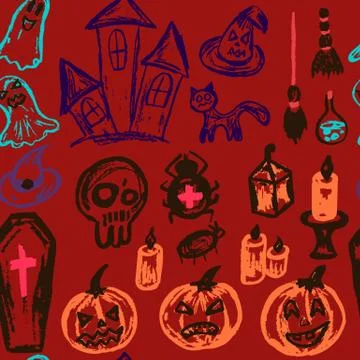 Halloween. Vector Seamless pattern 스톡 일러스트