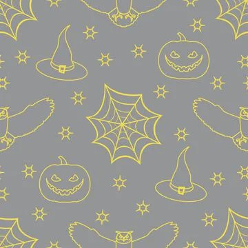 Halloween vector seamless pattern. 스톡 일러스트