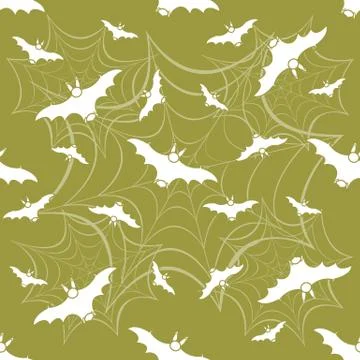 Halloween vector seamless pattern with web and bat Illustrazione stock