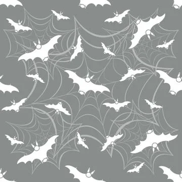 Halloween vector seamless pattern with web and bat Illustrazione stock