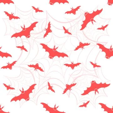 Halloween vector seamless pattern with web and bat Illustrazione stock