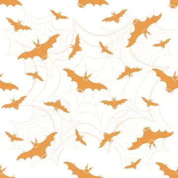 Halloween vector seamless pattern with web and bat 스톡 일러스트